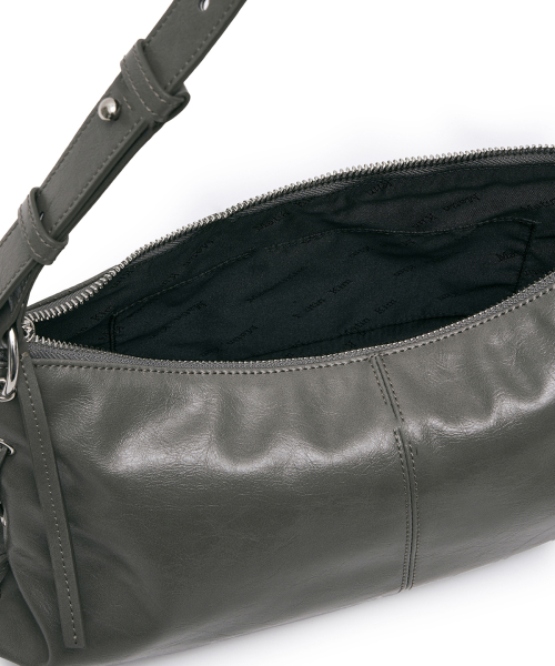EYELET SHIRRING SHOULDER BAG IN GREY