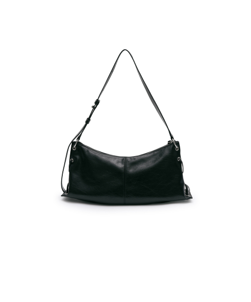 EYELET SHIRRING SHOULDER BAG IN BLACK