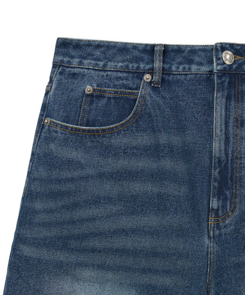 DESTROYED BERMUDA DENIM PANTS FOR MEN IN NAVY