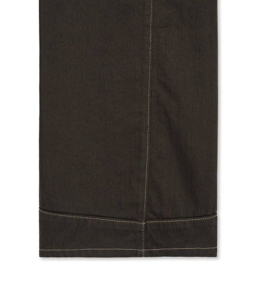 WAIST BUCKLE STITCH POINT TWILL DENIM PANTS IN BROWN