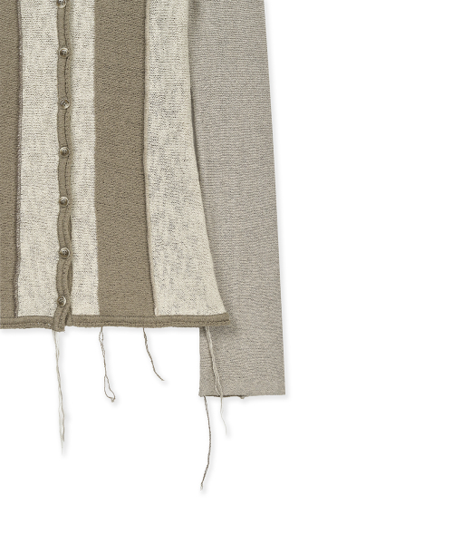 COLOR BLOCK SLIM KNIT CARDIGAN IN BEIGE