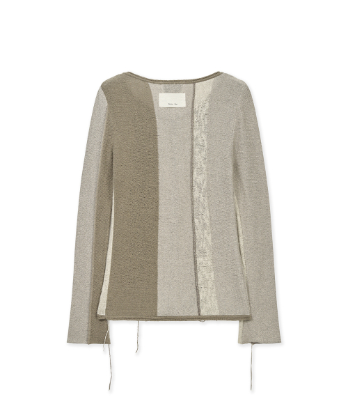 COLOR BLOCK SLIM KNIT CARDIGAN IN BEIGE