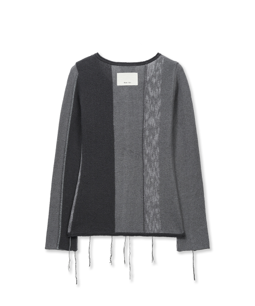 COLOR BLOCK SLIM KNIT CARDIGAN IN CHARCOAL