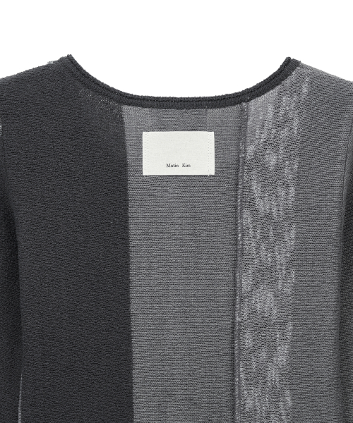 COLOR BLOCK SLIM KNIT CARDIGAN IN CHARCOAL