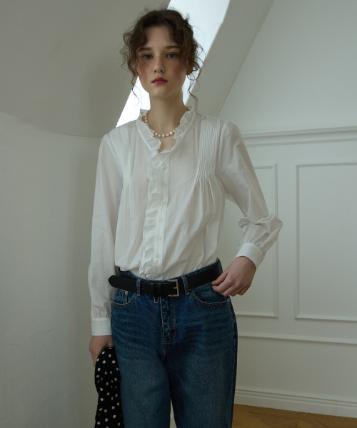 Merry poem pintuck blouse Ivory