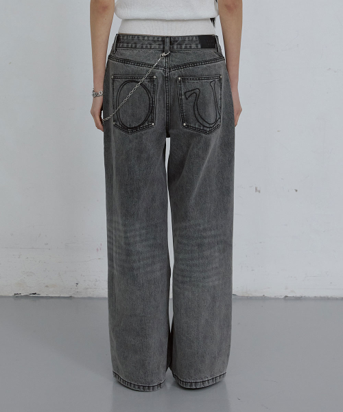DAMAGED WIDE-LEG DENIM JEANS_ WASHED GREY