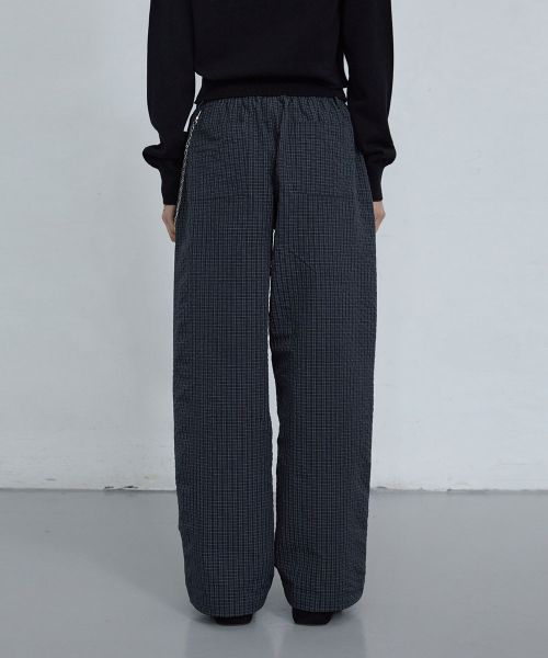 CHECKED COTTON JOGGER PANTS_ DARK NAVY