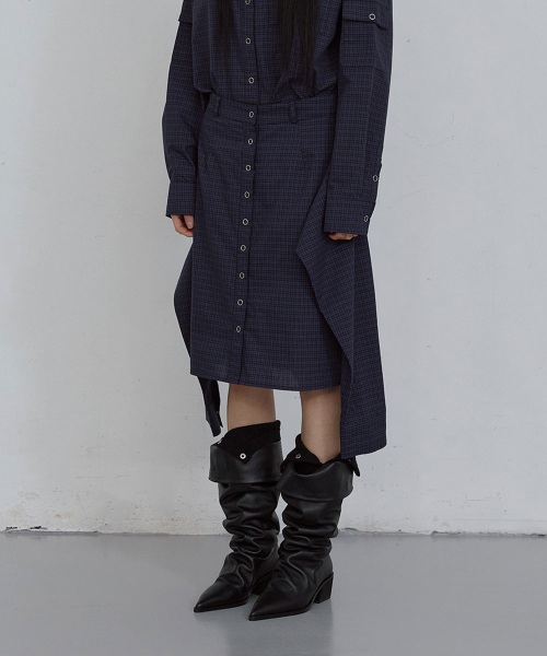 CHECKED WRAP SKIRT_ BLUE CHECK
