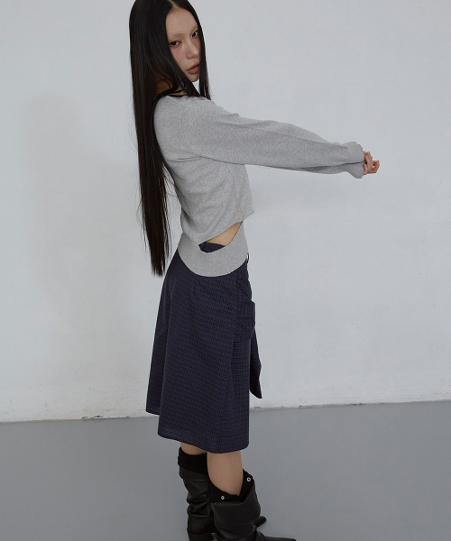 DEEP V-NECK COTTON SWEATER_ MELANGE GREY