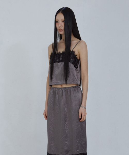 SHEER LACE SLEEVELESS TOP_ CHARCOAL