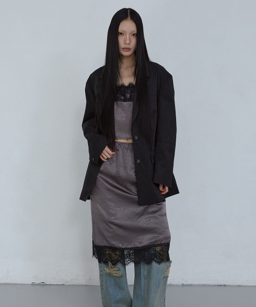 SHEER LACE SLEEVELESS TOP_ CHARCOAL