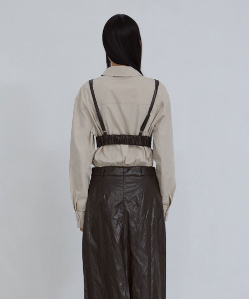 FAUX-LEATHER BUSTIER_ BROWN