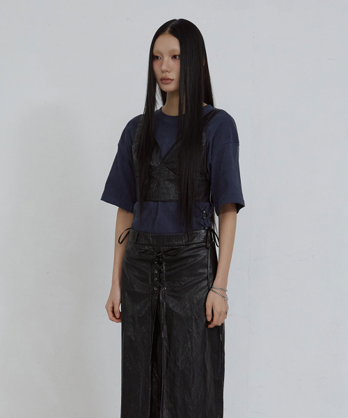 FAUX-LEATHER BUSTIER_ BLACK