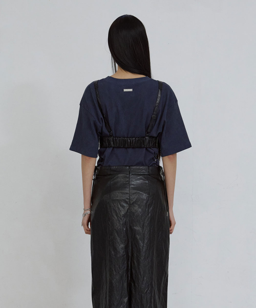 FAUX-LEATHER BUSTIER_ BLACK