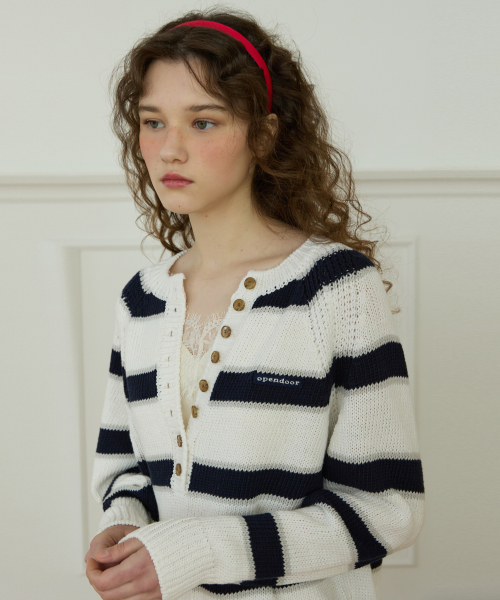 Latte stripe knit Navy