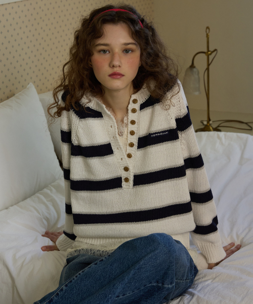 Latte stripe knit Navy