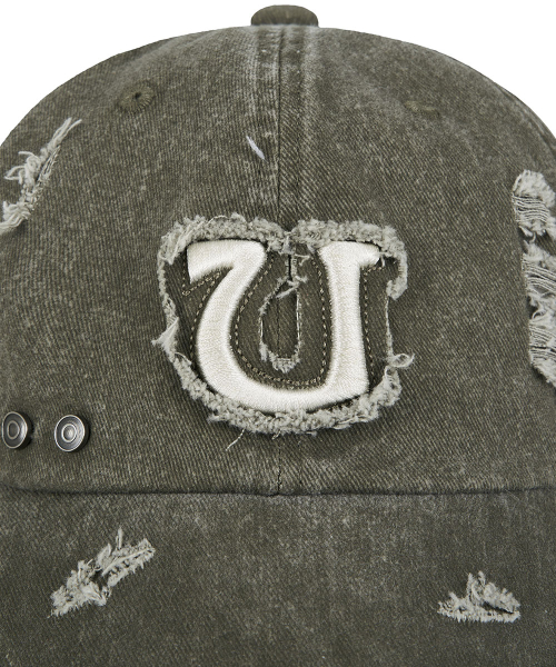DAMAGED 6-PANEL BALL CAP_ FADED OLIVE