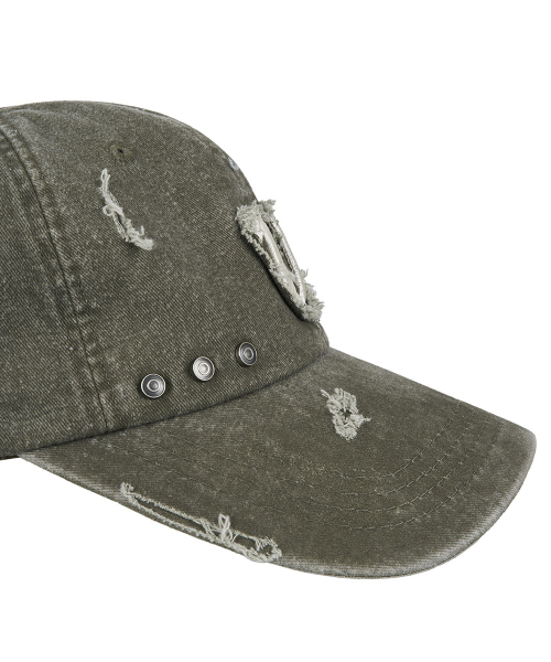 DAMAGED 6-PANEL BALL CAP_ FADED OLIVE