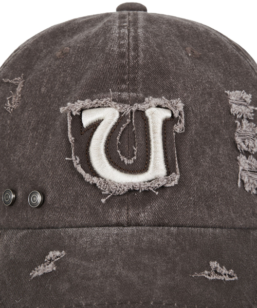 DAMAGED 6-PANEL BALL CAP_ FADED BROWN