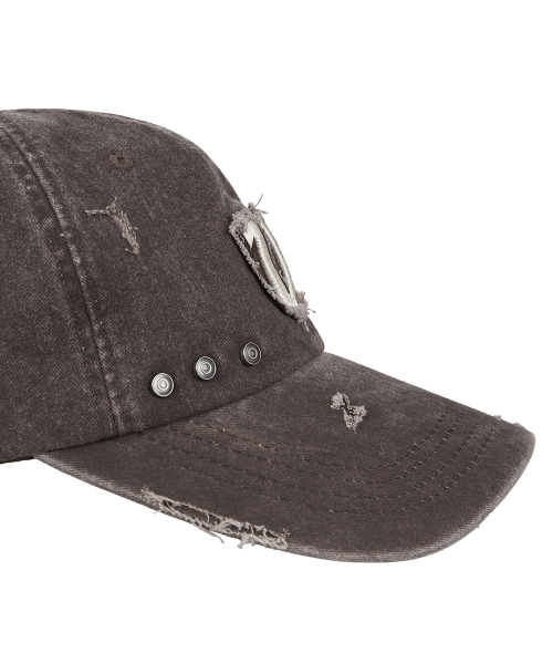 DAMAGED 6-PANEL BALL CAP_ FADED BROWN