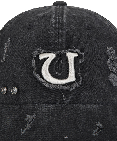 DAMAGED 6-PANEL BALL CAP_ FADED BLACK