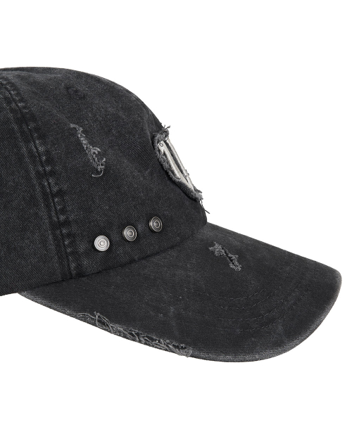 DAMAGED 6-PANEL BALL CAP_ FADED BLACK