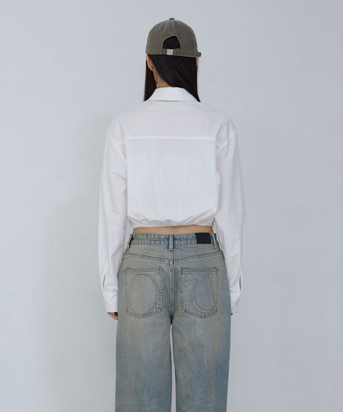 CROPPED TIE SHIRT_ WHITE
