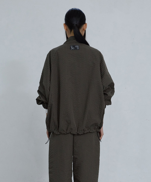 REVERSIBLE CHECKED FULL-ZIP JACKET_ DARK BROWN