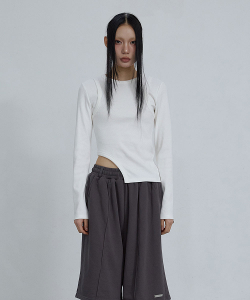 CUT-OUT SLIM FIT TOP_ IVORY
