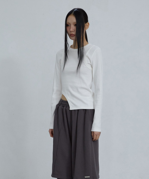 CUT-OUT SLIM FIT TOP_ IVORY
