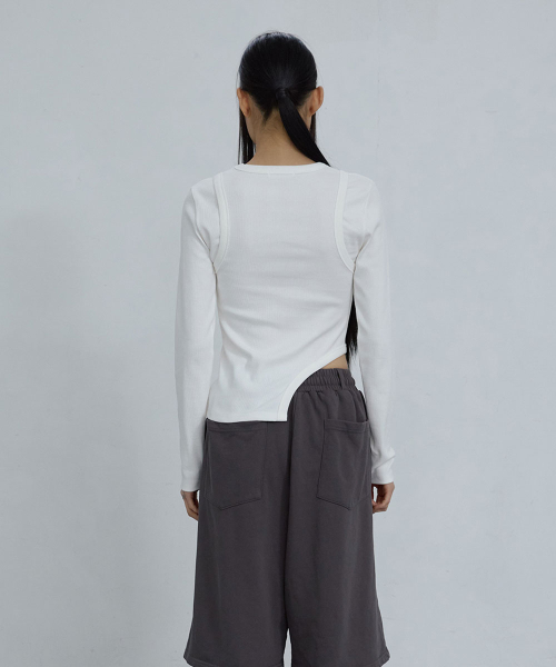 CUT-OUT SLIM FIT TOP_ IVORY