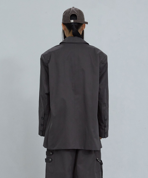 OVERSIZED SINGLE-BREASTED BLAZER_ DARK GREY
