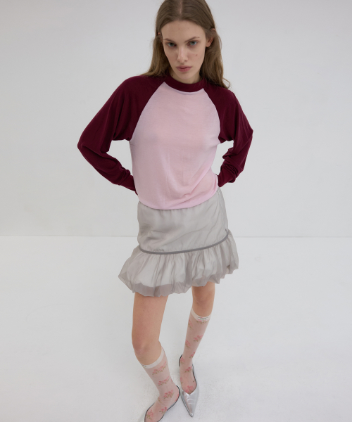 ORGANZA LAYERED MINI SKIRT_GREY/WHITE