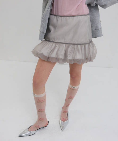 ORGANZA LAYERED MINI SKIRT_GREY/WHITE