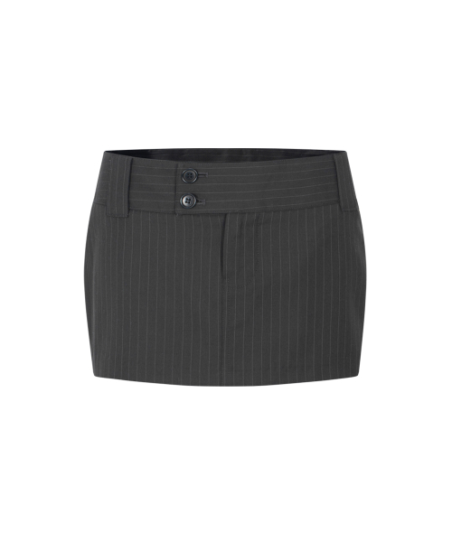 Brynn Stripe Button Skirt (Black)