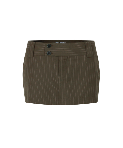 Brynn Stripe Button Skirt (Brown)
