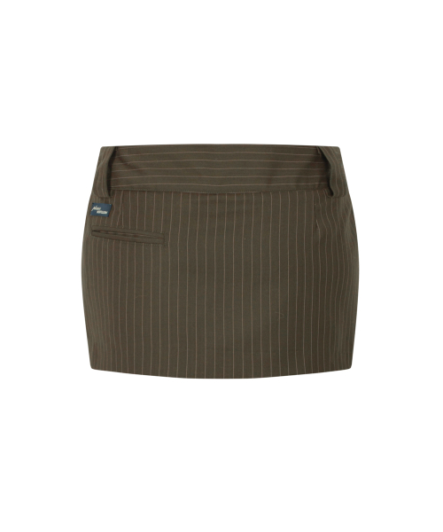 Brynn Stripe Button Skirt (Brown)