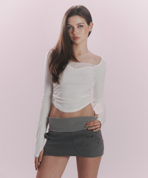 Karena Side Pocket Mini Skirt (Sand Grey)