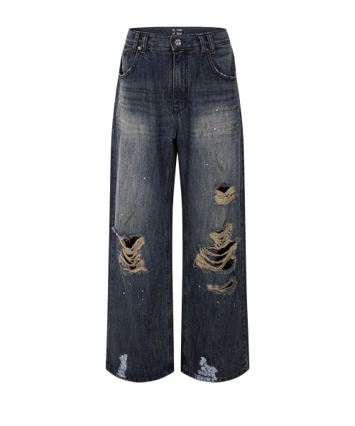 Jay Destroyed Wide Denim (Vintage Blue)