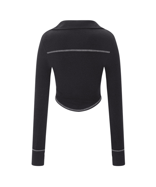 Mamie Snap Button Slim Shirts (Black)