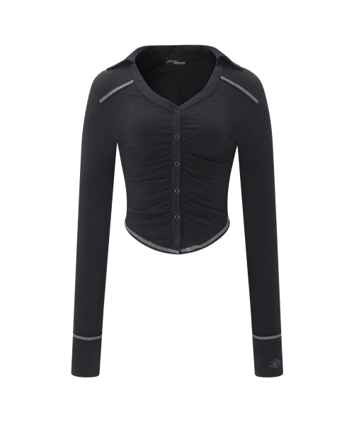 Mamie Snap Button Slim Shirts (Black)
