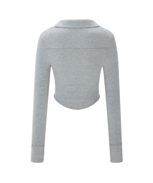 Mamie Snap Button Slim Shirts (Melange Grey)