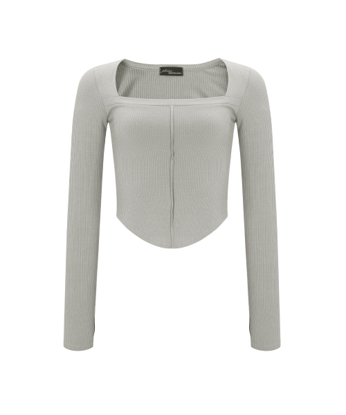 26SS Barbie Squareneck Long Sleeve Top (Mocha Grey)