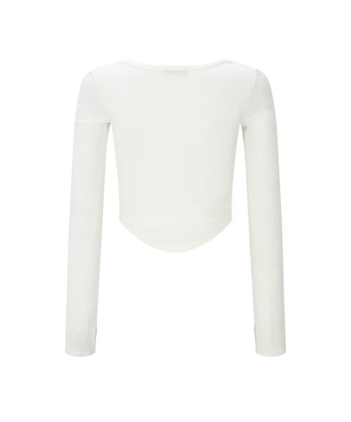 26SS Barbie Squareneck Long Sleeve Top (White)