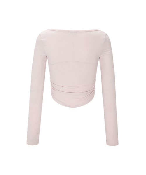 Amanda Shirring Long Sleeve Top (Baby Pink)