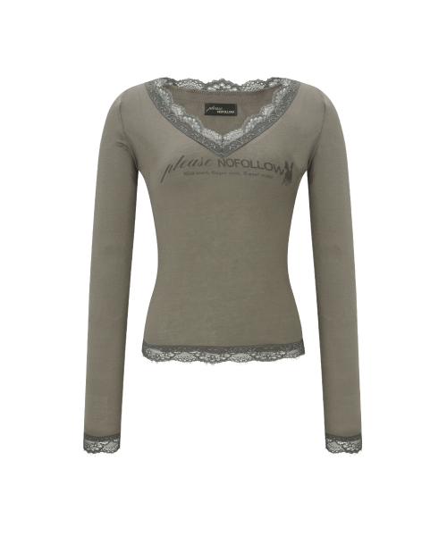 Kane Lace Long Sleeve Top (Khaki)