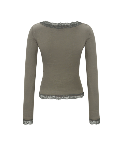 Kane Lace Long Sleeve Top (Khaki)