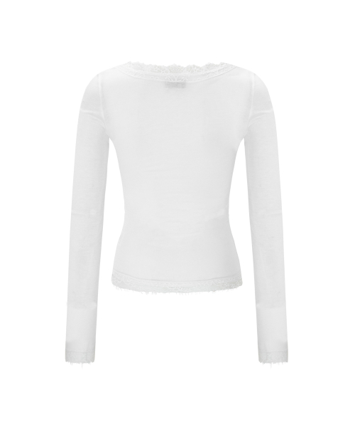 Kane Lace Long Sleeve Top (White)