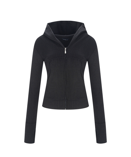 Devon Ribbed Hoodie (Black)