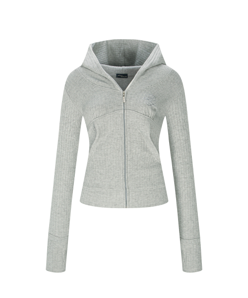 Devon Ribbed Hoodie (Melange Grey)
